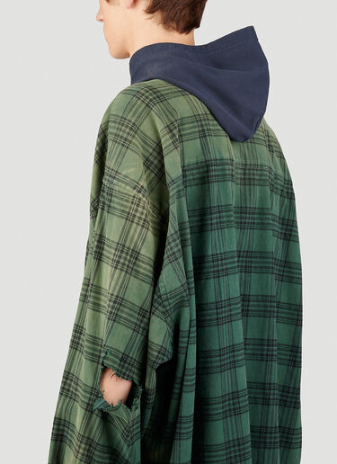 Balenciaga Hooded Distressed Flannel Shirt Green bal0153019