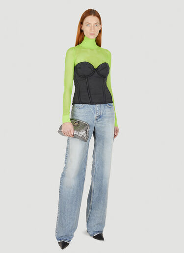 Balenciaga Mesh Roll Neck Top Green bal0247035
