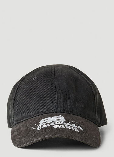 Balenciaga 디스트레스트 로고 베이스볼 캡 블랙 bal0251025