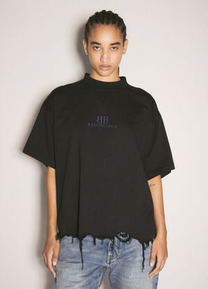 Balenciaga 仿旧短款 T 恤  黑色 bal0257011