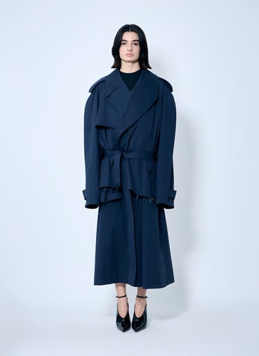 Balenciaga クロップドダメージヘムトレンチコート  ブルー bal0259004