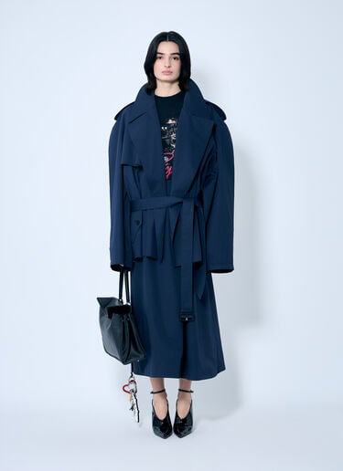 Balenciaga クロップドダメージヘムトレンチコート  ブルー bal0259004