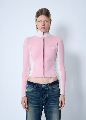 Balenciaga Zip-Up Human Being Hooded Sweatshirt Pink bal0260015
