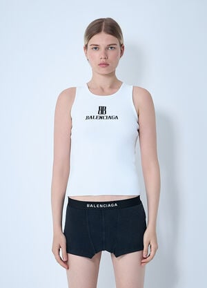 Balenciaga Logo Motif Tank Top White bal0261002