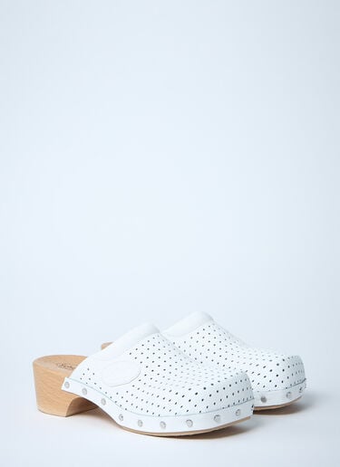 Balenciaga Perforated Heeled Clogs White bal0261028