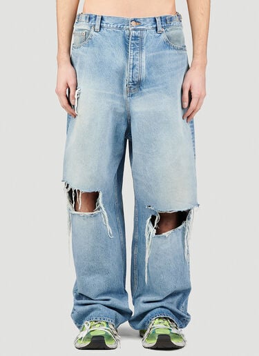 Destroyed Baggy Jeans Balenciaga Destroyed Baggy Jeans Blue bal0353002