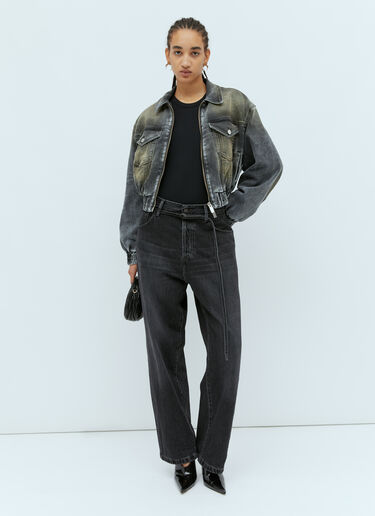 Blumarine 워싱 마감 데님 크롭 재킷  블랙 blm0253002
