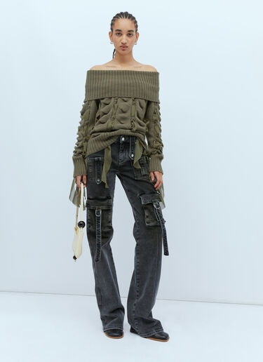 시폰 인서트 울 스웨터 Blumarine 시폰 인서트 울 스웨터 그린 blm0253007