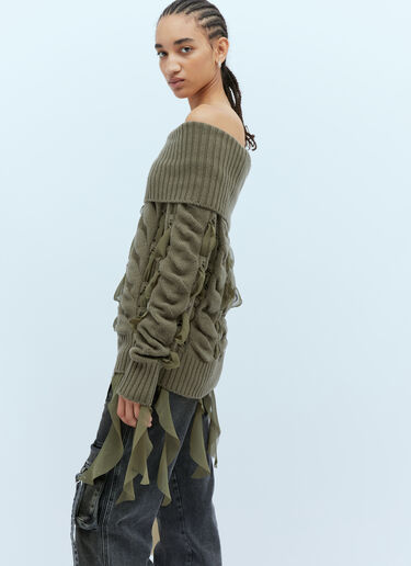 Blumarine 시폰 인서트 울 스웨터 그린 blm0253007