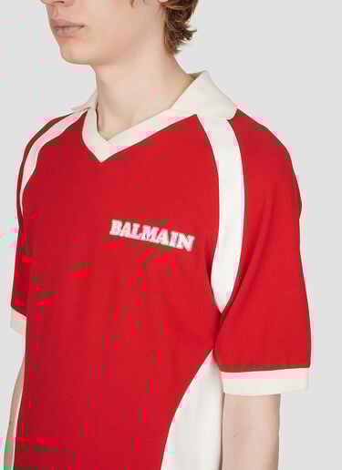 Balmain 레트로 로고 프린트 폴로 셔츠 레드 bln0153011