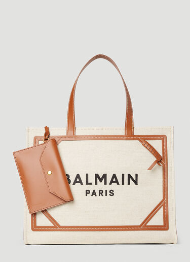 Balmain B-아미 미디엄 쇼퍼 백 화이트 bln0251003