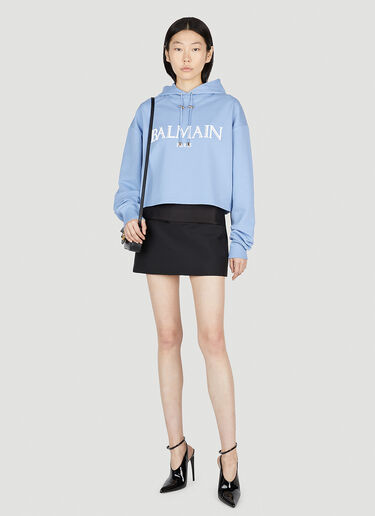 Balmain Rubber Logo Hooded Sweatshirt Blue bln0252011