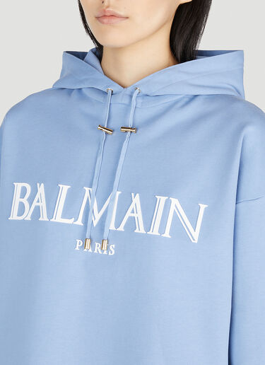 Rubber Logo Hooded Sweatshirt Balmain Rubber Logo Hooded Sweatshirt Blue bln0252011