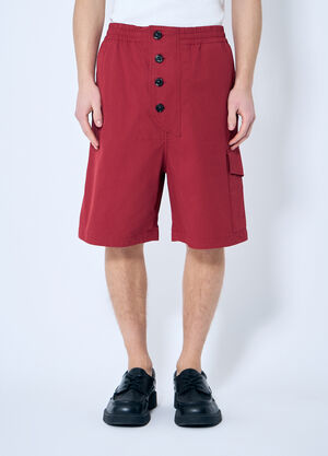 Bottega Veneta 轻薄棉质斜纹短裤 红色 bov0159002