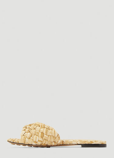 Bottega Veneta Stretch Intrecciato Raffia Slides Beige bov0243029