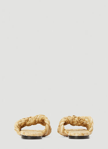 Bottega Veneta Stretch Intrecciato Raffia Slides Beige bov0243029