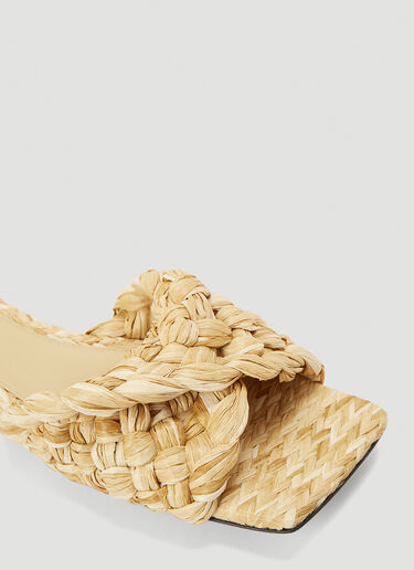 Bottega Veneta Stretch Intrecciato Raffia Slides Beige bov0243029