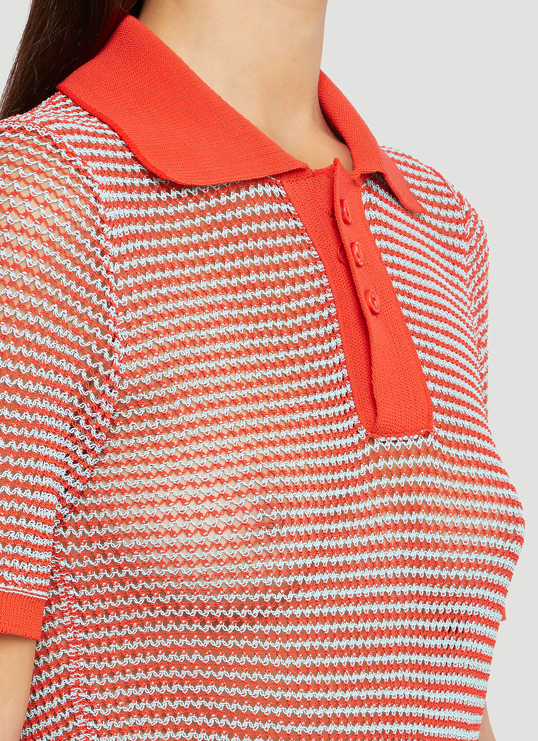 2025高い素材  Veneta Bottega Mesh-Knit LN-CC | Red in Shirt Polo トップス