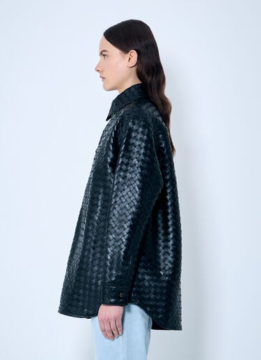 인트레치아토 가죽 오버셔츠 Bottega Veneta 인트레치아토 가죽 오버셔츠 블랙 bov0259004