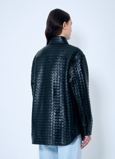 인트레치아토 가죽 오버셔츠 Bottega Veneta 인트레치아토 가죽 오버셔츠 블랙 bov0259004