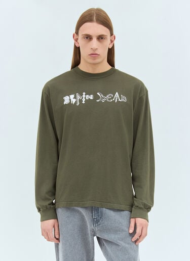 アースウィズダム ロングスリーブTシャツ Brain Dead アースウィズダム ロングスリーブTシャツ グリーン bra0158011