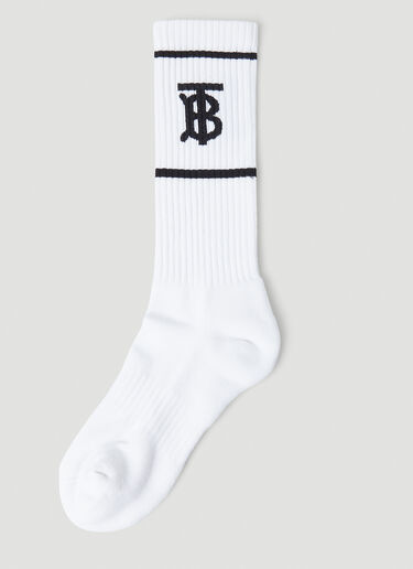 Logo Intarsia Socks Burberry Logo Intarsia Socks White bur0149108