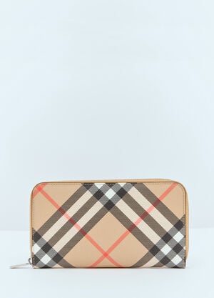 Burberry Check Long Wallet Beige bur0157049