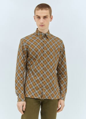 Burberry Check Cotton Shirt Brown bur0158003
