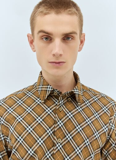 Burberry チェックコットンシャツ ブラウン bur0158003