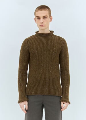 Burberry Fringed Wool Sweater Brown bur0158004