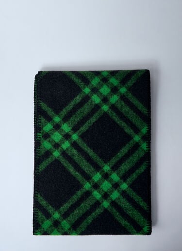 Burberry Check Wool Scarf Green bur0159024