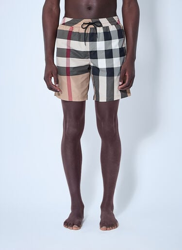 Burberry Check Swim Shorts Beige bur0159047