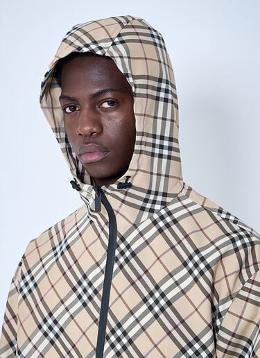 Check Zip-Up Hooded Jacket Burberry Check Zip-Up Hooded Jacket Beige bur0159048