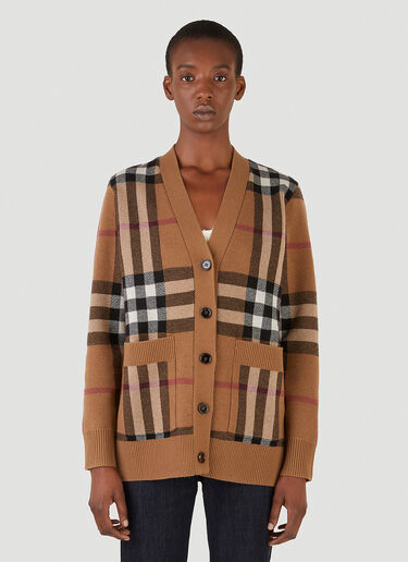 Burberry 체크 니트 가디건 브라운 bur0245027
