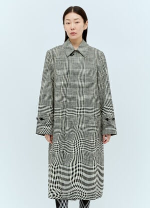 Burberry ロングワープ ハウンドトゥース カーコート グレー bur0255036
