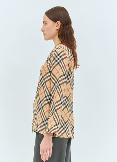 Burberry 格纹真丝睡衣衬衫 米色 bur0257003