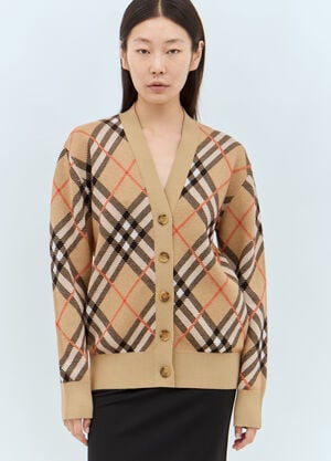 Burberry 格纹羊毛混纺开衫  米色 bur0257007