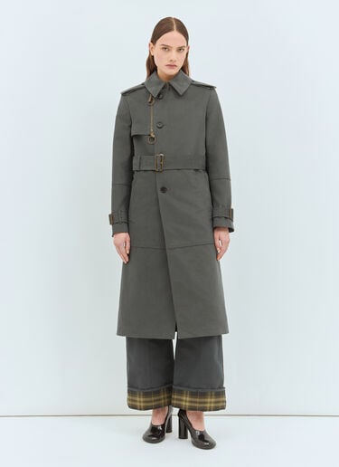 Burberry 长款棉质尼龙风衣 灰色 bur0258003