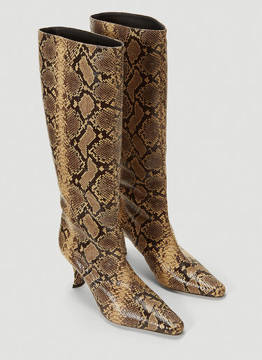 Stevie Snake-Print Boots by Far Stevie Snake-Print Boots Brown byf0241004