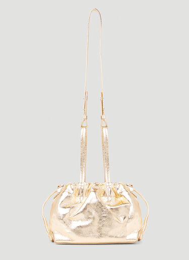 BY FAR Malmo Parchment Metallic Leather Shoulder Bag Gold byf0252019