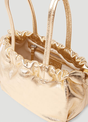 BY FAR Malmo Parchment Metallic Leather Shoulder Bag Gold byf0252019