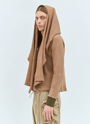 Charlie Constantinou Panelled Waffle Top With Scarf Brown cco0158003