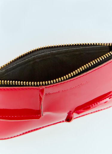 리버스-헴 지퍼 파우치 Comme des Garçons Wallet 리버스-헴 지퍼 파우치 레드 cdw0356002