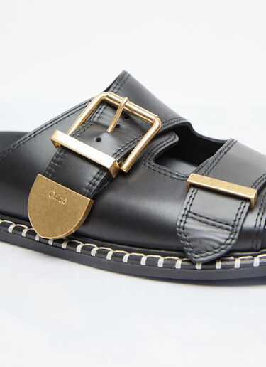 Chloé 레베카 가죽 슬라이드  블랙 chl0255027