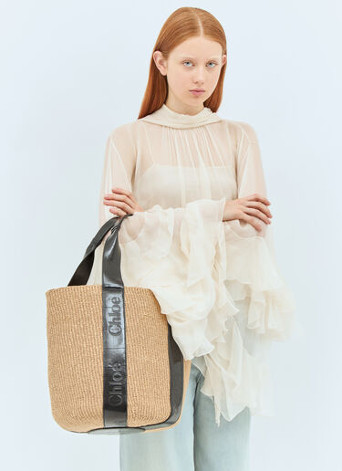 Large Woody Basket Tote Chloé Large Woody Basket Tote Beige chl0258029