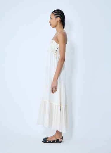 Chloé 실크 샤르뫼즈 맥시 원피스  화이트 chl0259009