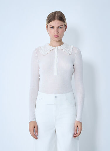 Collared Henley Top Chloé Collared Henley Top White chl0261003