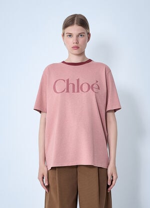 Chloé Logo Motif T-Shirt Pink chl0261005