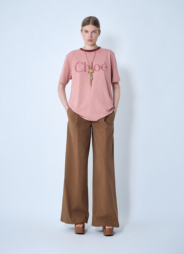 Logo Motif T-Shirt Chloé Logo Motif T-Shirt Pink chl0261005