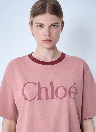Logo Motif T-Shirt Chloé Logo Motif T-Shirt Pink chl0261005